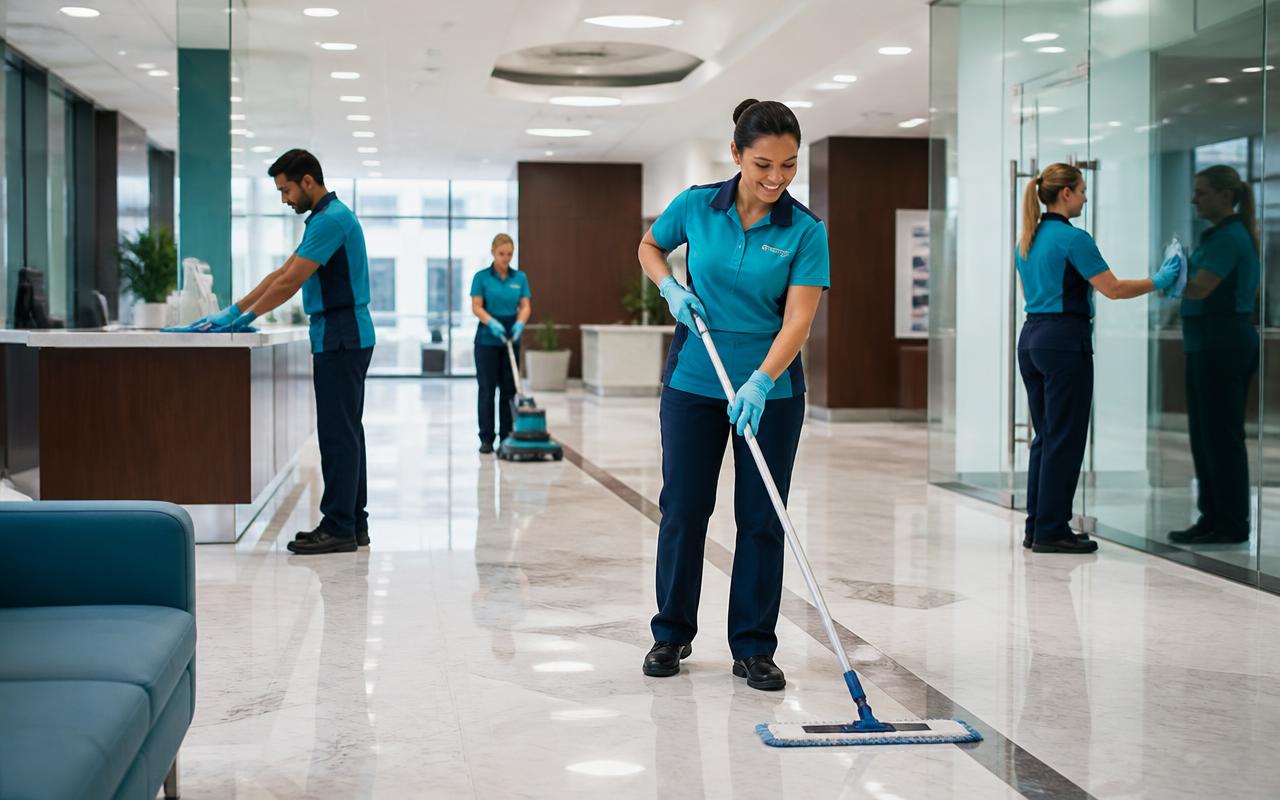 J5 crew cleaning a commercial office